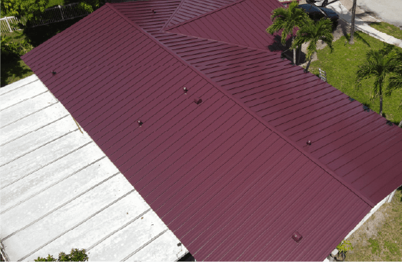 House metal red roof